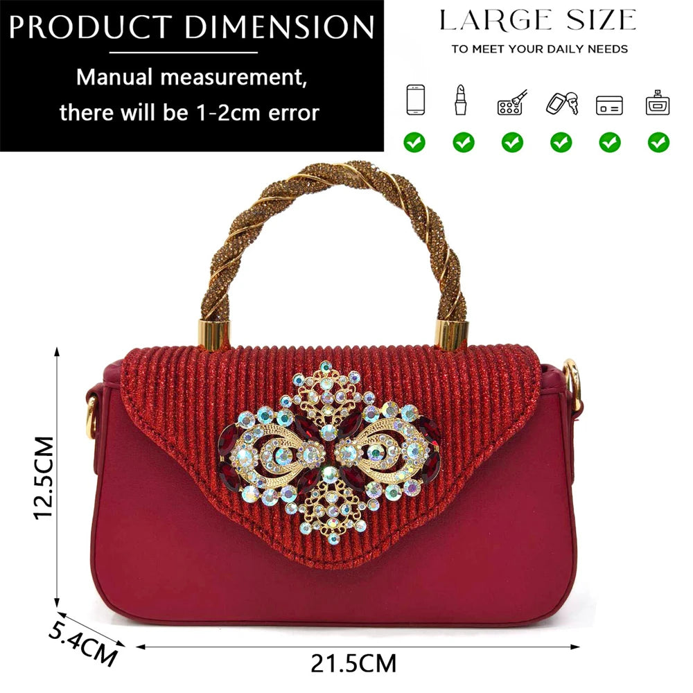 Venus Chan Latest Wedding Pointed Toe Women's Shoes High Heel White Color Rhinestones Party Ladies Shoes And Bag Set