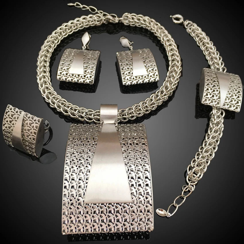 2023 Newest High Quality African Big Pendant Set Dubai Italian Brazilian Gold Plated Jewelry Set FHK12864