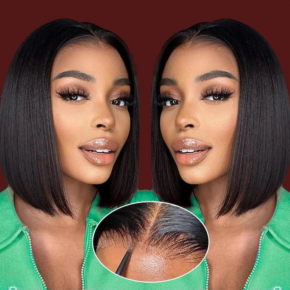 12A Ready To Go Bone Straight Bob Wig Lace Frontal 100% Human Hair Wigs For Women Short Bob Wig HD Lace Closure Wig Glueless Wig