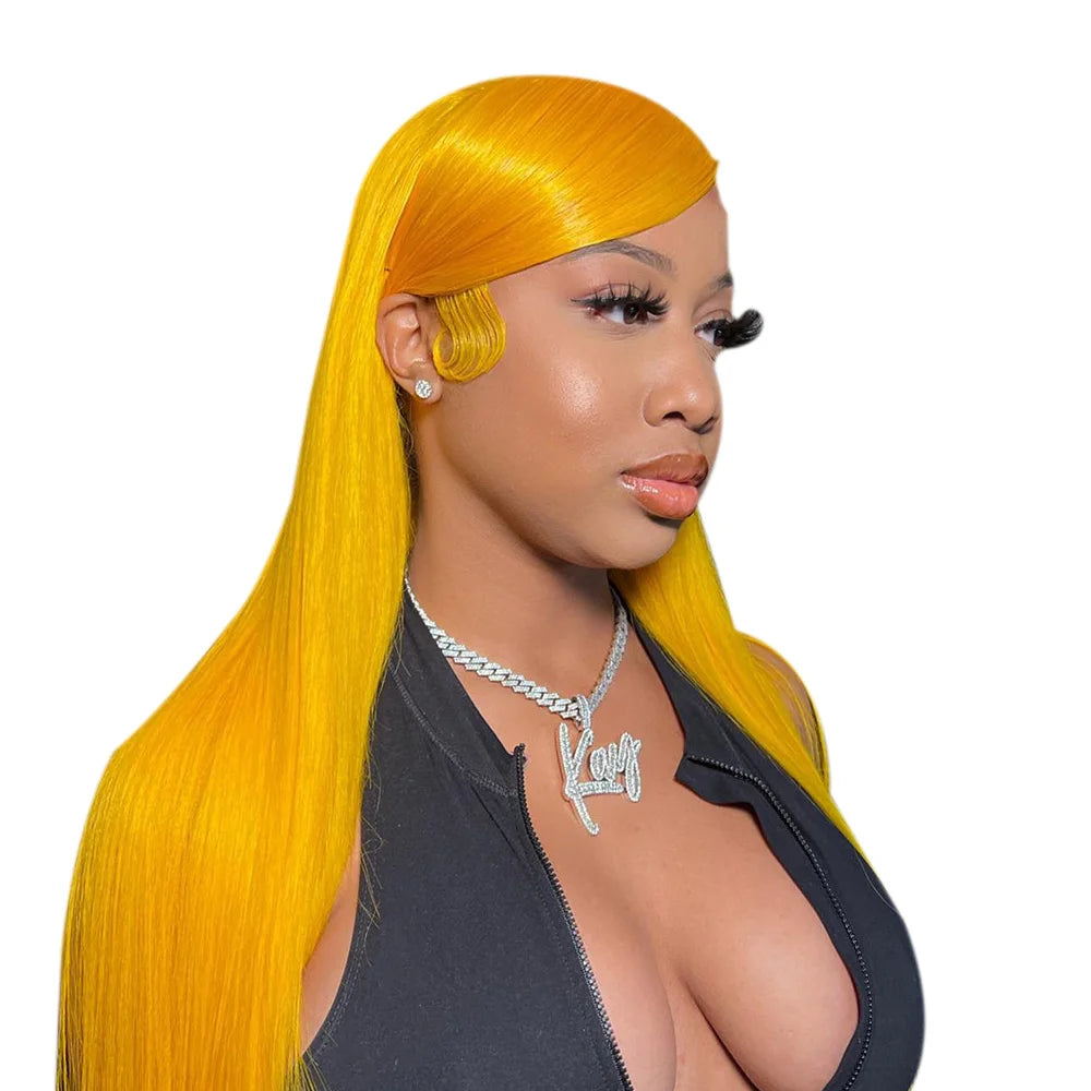 13x4 13x6 HD Transparent Yellow Lace Front Wig Human Hair Wigs Straight 613 Colored 13x4x1 T Part Lace Front Wig For Black Women