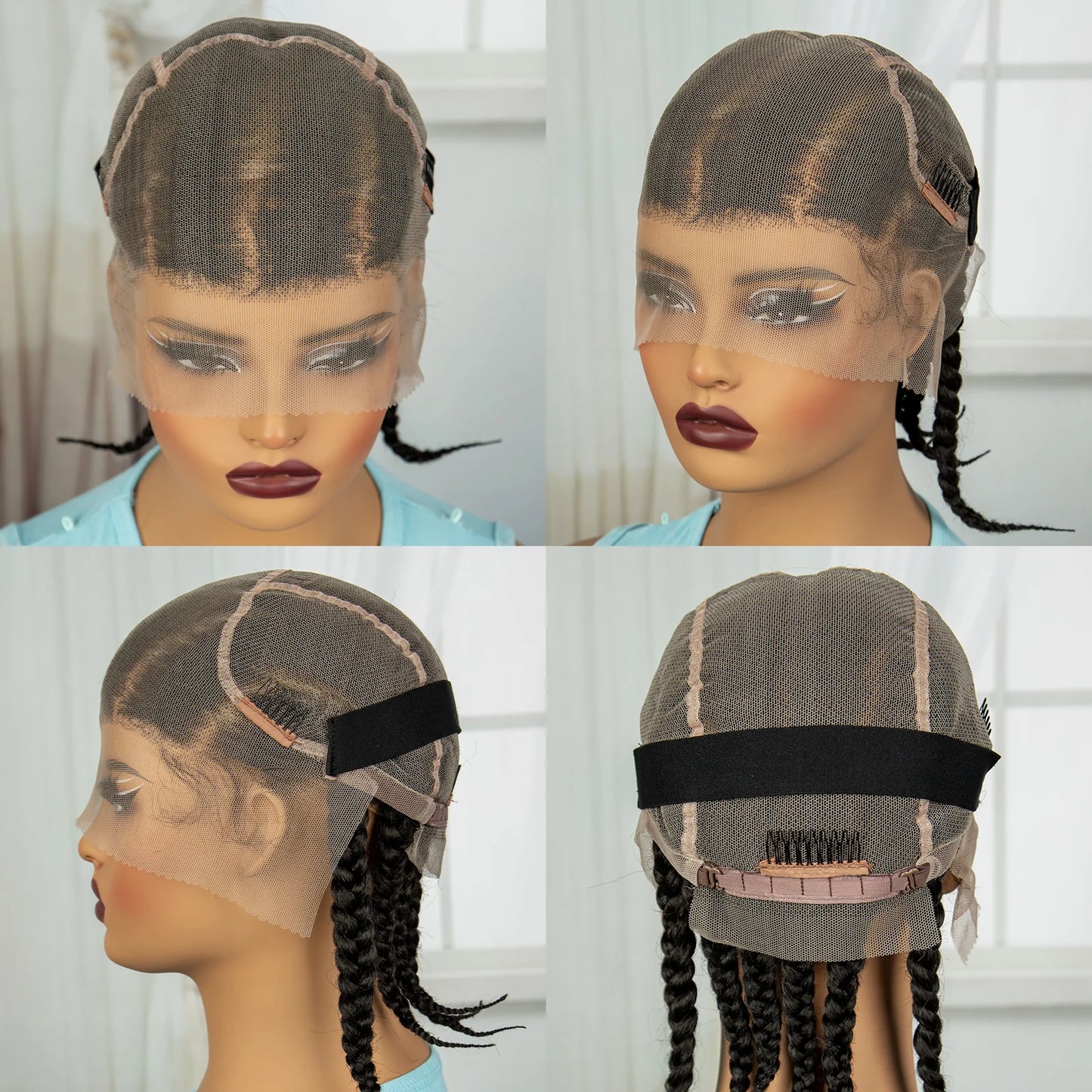 14inch Transparent Synthetic Full Lace  Cornrow Braided Wigs Short Lace Frontal Bob Wigs for Black Women Knotless Lace Wigs