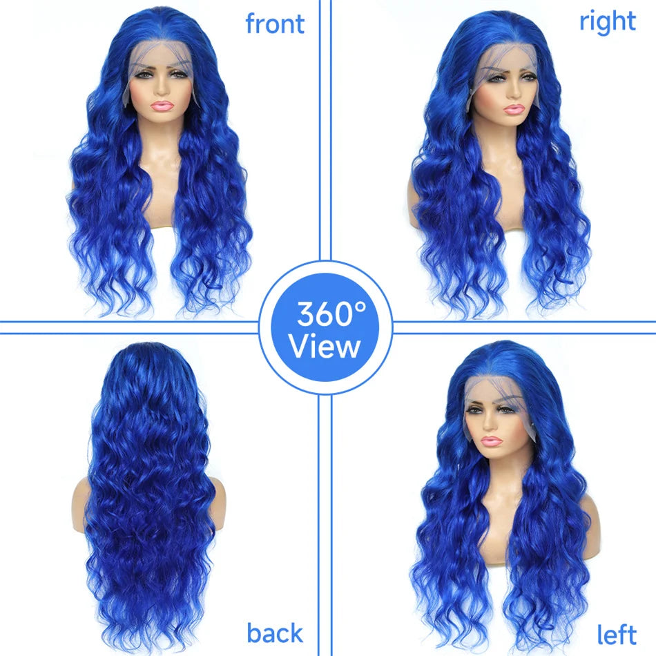 13x4 Royal Blue Body Wave Lace Front Human Hair Wigs Pre Plucked Brazilian Blue HD Lace Frontal Wig For Women Human Hair Wig