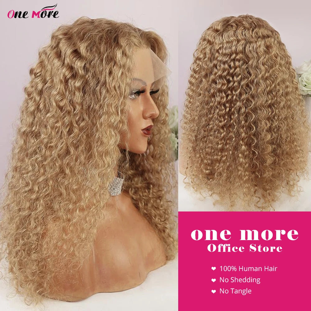 #27 Honey Blonde Lace Front Wig Deep Wave Frontal Wig Curly Human Hair Wig 13x4 Colored Human Hair Wigs