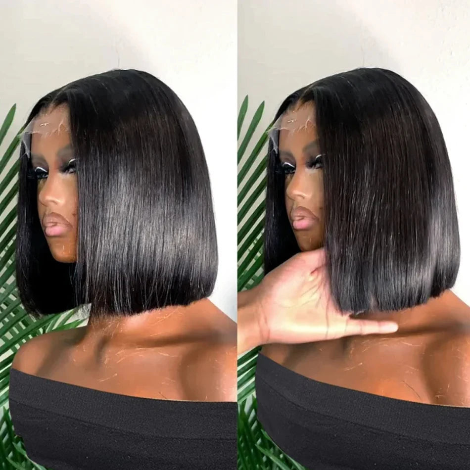 12A Ready To Go Bone Straight Bob Wig Lace Frontal 100% Human Hair Wigs For Women Short Bob Wig HD Lace Closure Wig Glueless Wig