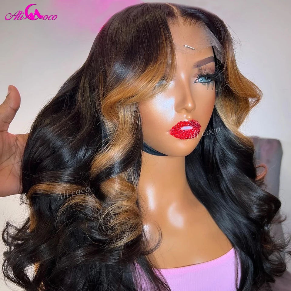 13x6 Highlight Lace Front Wig Human Hair P1B/27 13X4 Body Wave Lace Frontal Wigs Remy Hair 5x5 Closure Wig 200 Density For Women