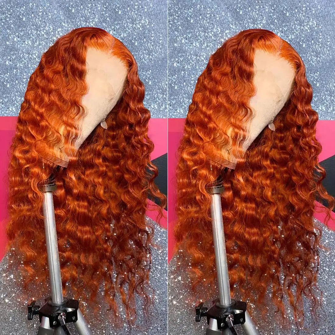 13x6 13x4 Orange Ginger Deep Wave Remy Lace Front Colored Curly Lace Frontal Human Hair Wigs For Women Human Hair Wig