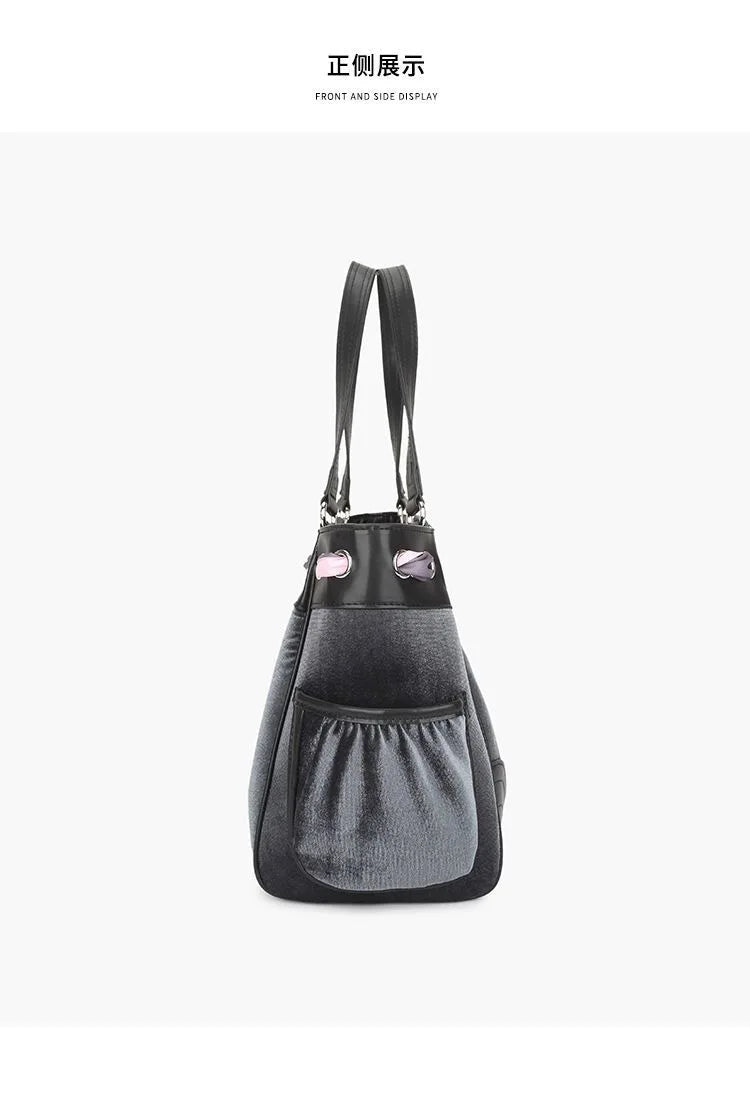 Vintage  Top-handle Bag Large Capacity Girls Y2k Denim Boston Bag Designer Crossbody Handbag Multi-pocket Tie-dyed Bags