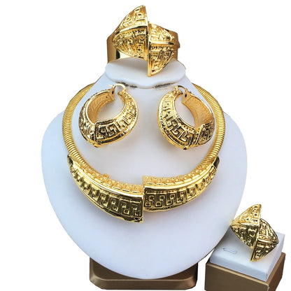 Hot Selling Dubai Italian Gold Plated Jewelry Women's Wedding Party Banquet Big Pendant Light Weight Bold Jewelry Sets FHK16698