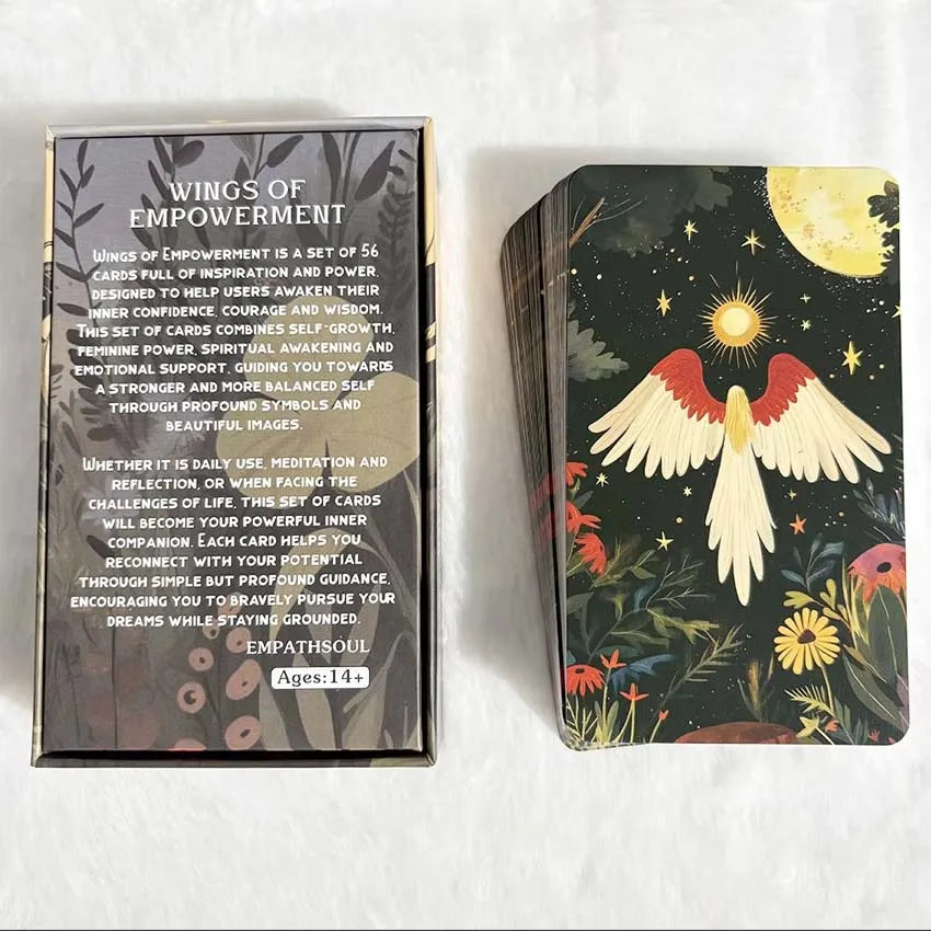 12x7 cm 56 Pcs Wings Of Empowerment Oracle Cards, Spiritual Awakening Tarot Cards Games