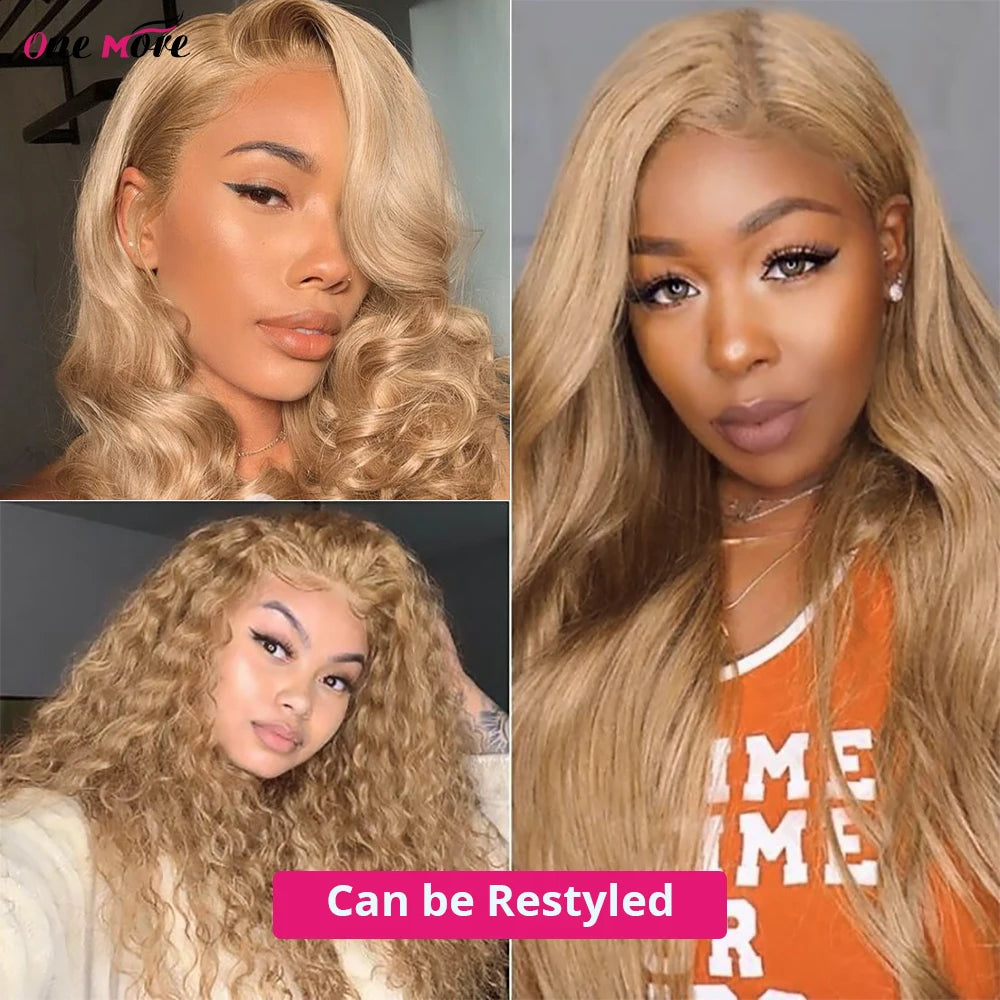 #27 Honey Blonde Lace Front Wig Deep Wave Frontal Wig Curly Human Hair Wig 13x4 Colored Human Hair Wigs