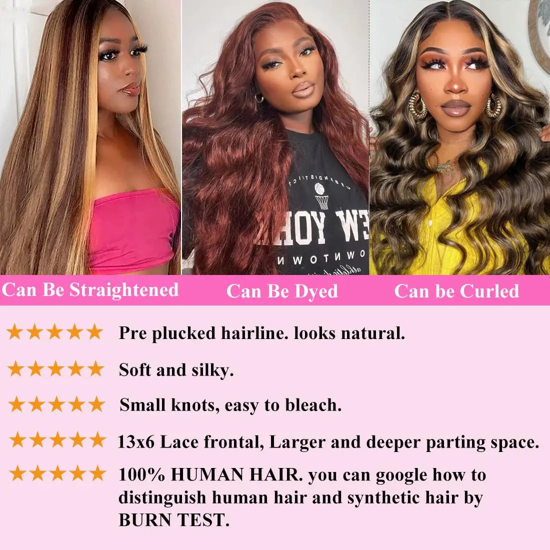 13x6 Highlight Lace Frontal Wig 30 Inch 13X4 Body Wave Ombre Colored Honey Lace Front Human Hair Wigs For Women Pre Plucked