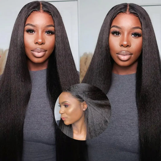 13x4 Lace Front Wig Kinky Straight Human Hair Wigs HD Transparent 13x6 Lace Frontal Wig Kinky Straight Human Hair Wig for Women