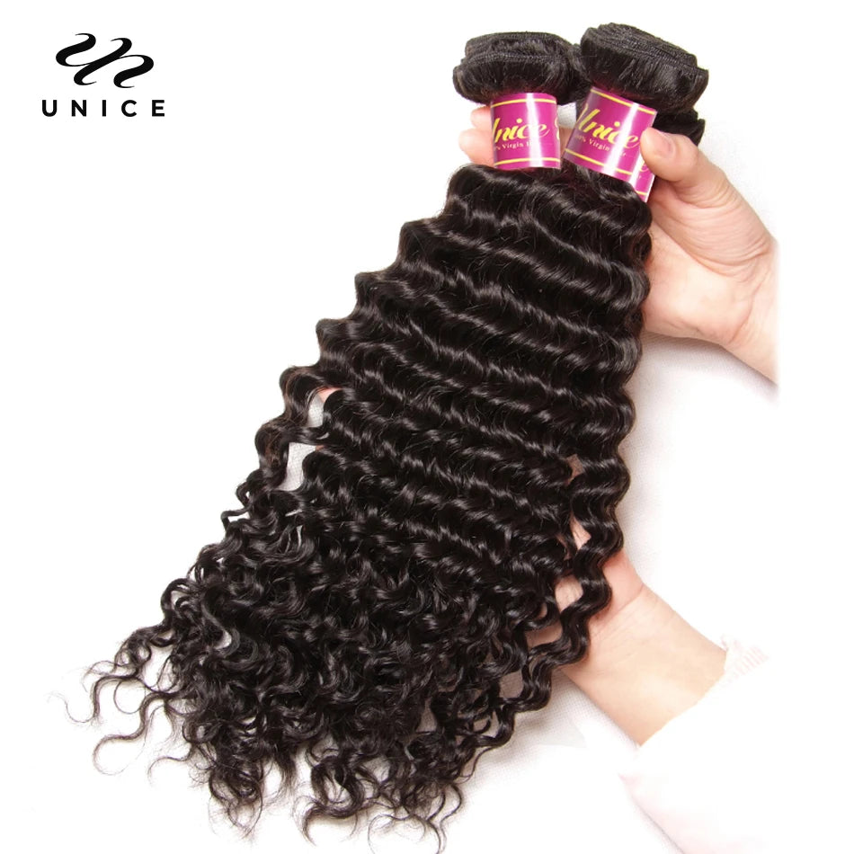 12-26 inch UNiCE Hair: Peruvian Deep Wave Human Hair Hair Bundles 1/3/4 PCS 100% Human Hair