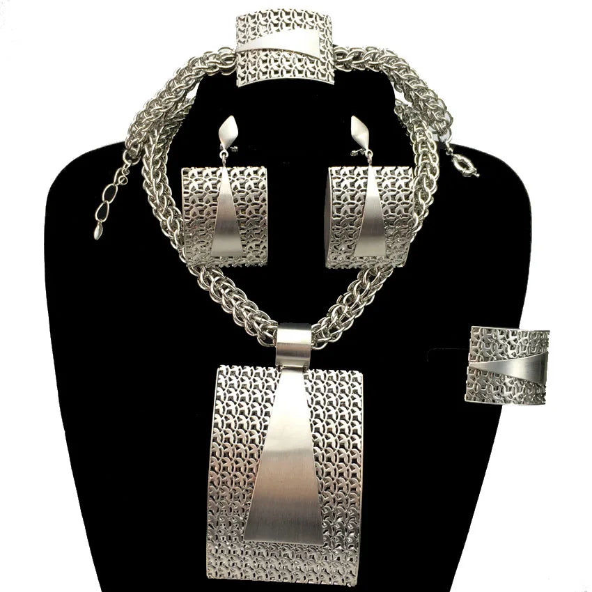 2023 Newest High Quality African Big Pendant Set Dubai Italian Brazilian Gold Plated Jewelry Set FHK12864