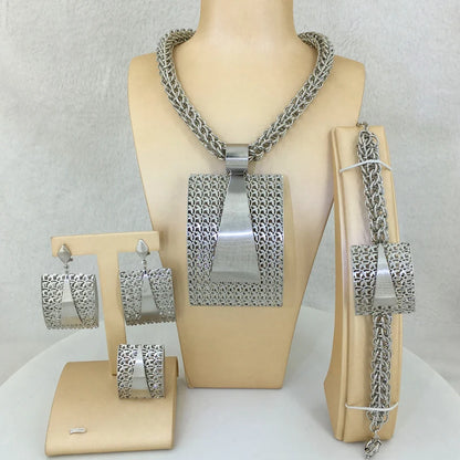 2023 Newest High Quality African Big Pendant Set Dubai Italian Brazilian Gold Plated Jewelry Set FHK12864
