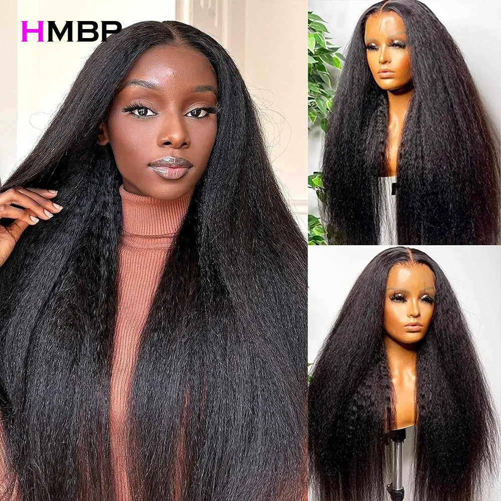 13x6 HD Kinky Straight Human Hair Wig Glueless Wig 13x4 Lace Frontal Wig Wear And Go Brazilian Preplucked 4x4 Lace Closure Wig