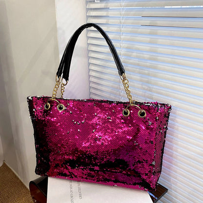 Fashion sequin portable pot bag female large capacity travel single shoulder bag versatile ladies bag