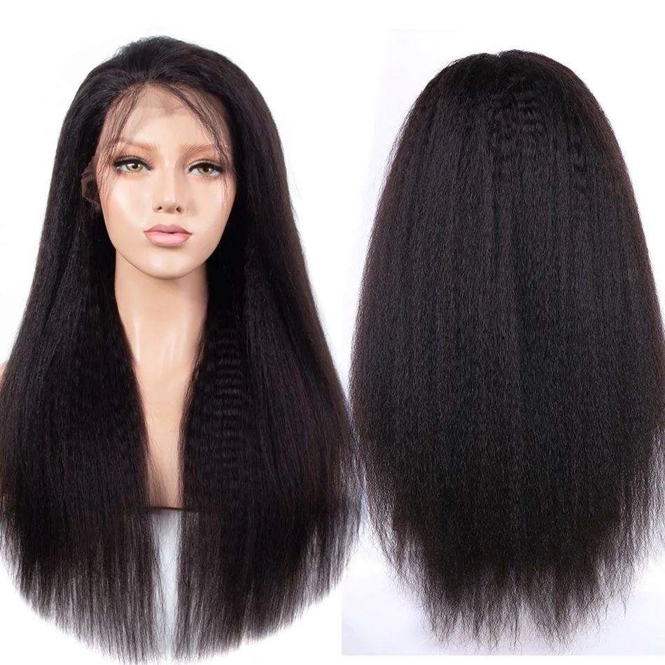 13x4 Lace Front Wig Kinky Straight Human Hair Wigs HD Transparent 13x6 Lace Frontal Wig Kinky Straight Human Hair Wig for Women