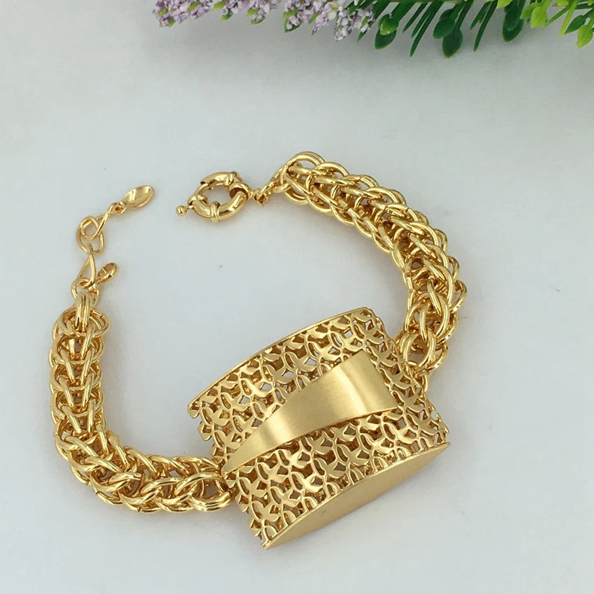 2023 Newest High Quality African Big Pendant Set Dubai Italian Brazilian Gold Plated Jewelry Set FHK12864
