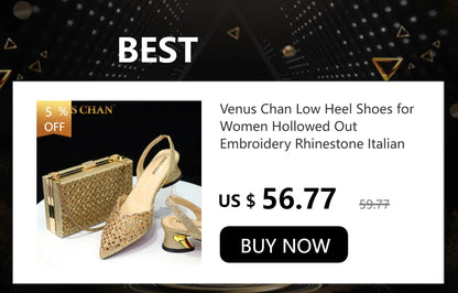 Venus Chan Latest Wedding Pointed Toe Women's Shoes High Heel White Color Rhinestones Party Ladies Shoes And Bag Set