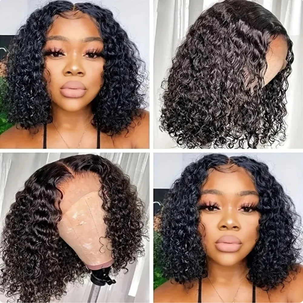 12A Glueless 13X4 Short Bob Wig Kinky Curly Lace Frontal Human Hair Wigs for Women Upgrade Ready Wear To Go Deep Curls Brazilian