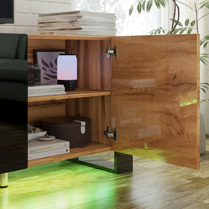 Modern Electric Fireplace TV Stand with LED Lights, Entertainment Center for TVs