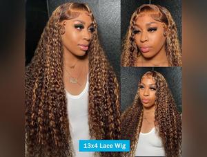 16 36 Inch Highlight Ombre Hd Lace Frontal Wig Curly Human Hair Wigs 4/27 Colored 13x4 13x6 Deep Wave Curly 4x4 Lace Closure Wig