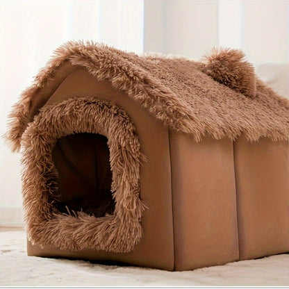 Memory Foam Dog House - Foldable Pet Bed with Cushion