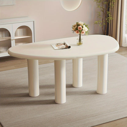 Large Office Desk, Wedge-Shaped Computer Office Desk, Modern Executive Desk, Creamy White Writing Study Desk For Study Room, Home Office, Easy Assembly, Guyii