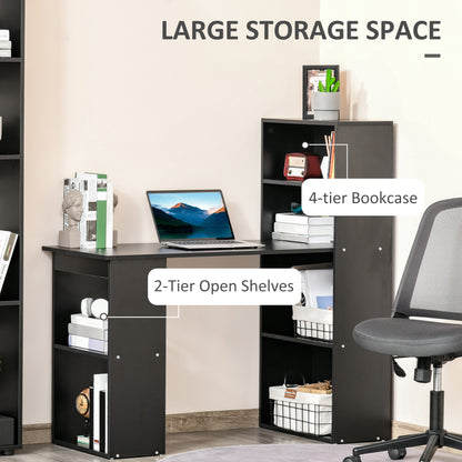 HOMCOM Modern Home Office Desk with 6-Tier Storage Shelves, 47" Writing Table with Bookshelf