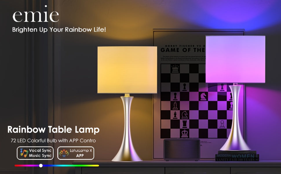 24" Tall Modern Smart Bedside Table Lamps for Bedroom Set of 2, Bedroom Lamp for Nightstand Light Decoration, APP Remote Control & Music Sync Desk Light for Farmhouse Living Room Decor (Brown)