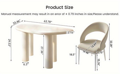 Large Office Desk, Wedge-Shaped Computer Office Desk, Modern Executive Desk, Creamy White Writing Study Desk For Study Room, Home Office, Easy Assembly, Guyii
