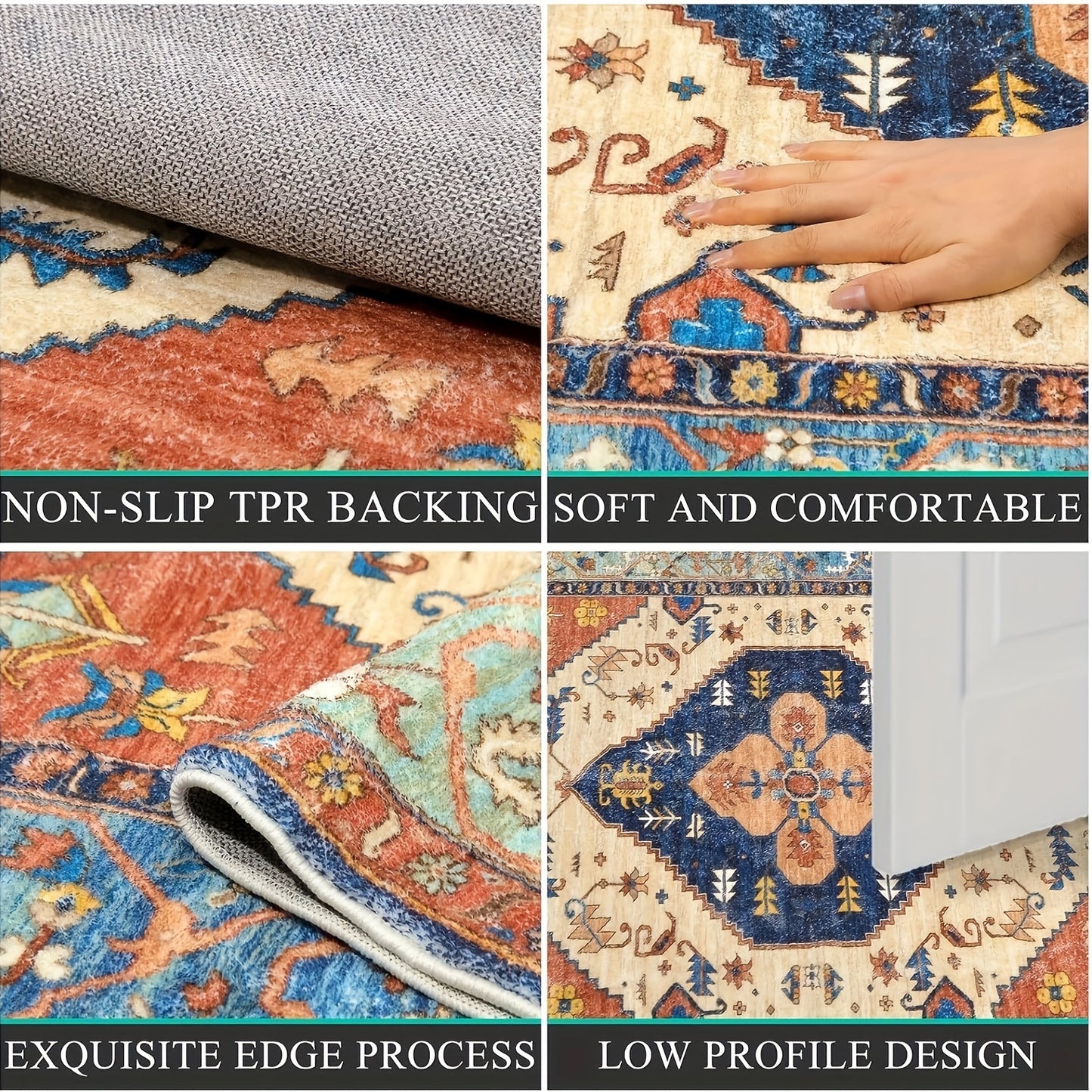 Noble Butterfly Printed Palace Royal Decorative Living Room Soft Carpet, Machine Washable Non-slip Carpet, Hotel Cafe Shop Carpet