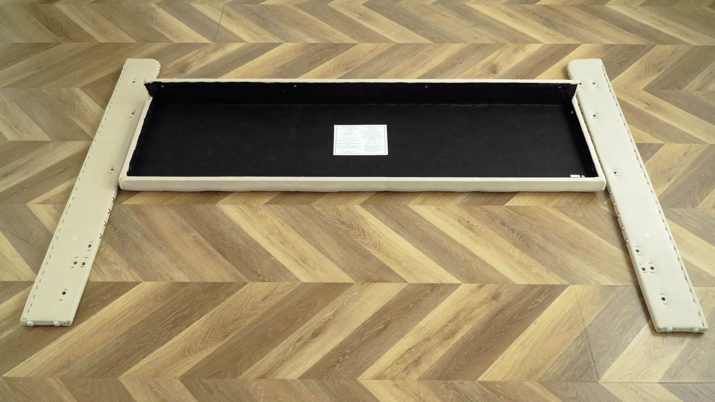 ENHOMEE King Size Upholstered Storage Bed with 3 Drawers & 2-Tier Nightstand Shelves - Modern Platform Bed Frame, Quick Assembly, Metal Frame, Contemporary Style