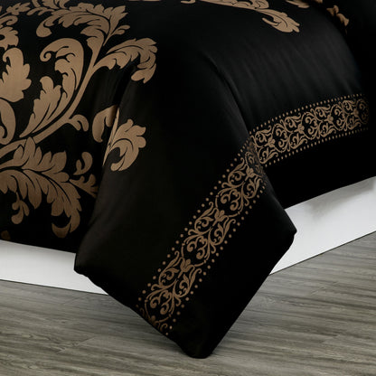 Valor 7-Piece Luxury Jacquard Floral Bed in a Bag Comforter Set