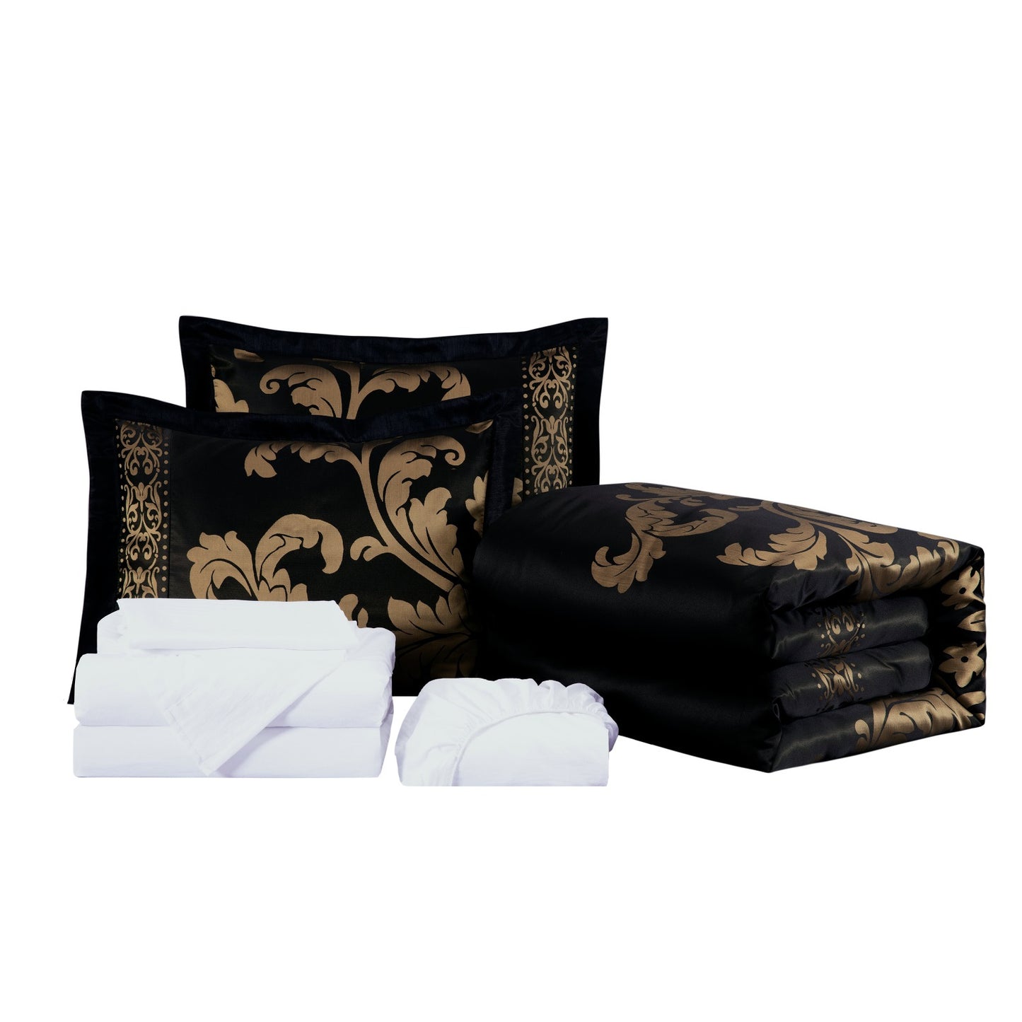 Valor 7-Piece Luxury Jacquard Floral Bed in a Bag Comforter Set