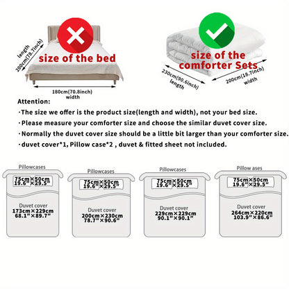 Latacaca 3pcs Modern Geometric Botanical Duvet Cover Set, 1 Quilt Cover + 2 Pillowcases, All Seasons Bedroom Setting, Perfect for Home and Dorm Decor, Soft and Machine Washable