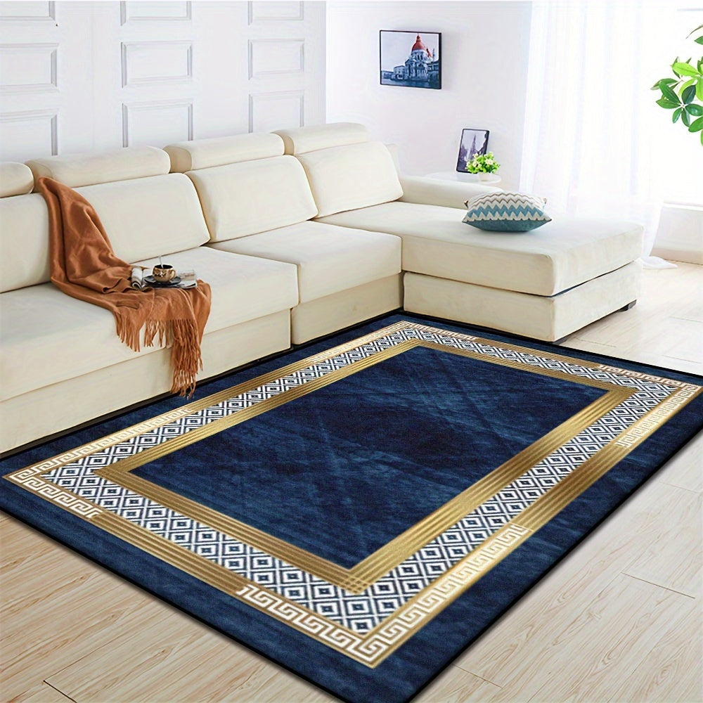 1pc, Dotted Plastic Bottom Cashmere Carpets, Fashionable Bedroom Thickened Rug, Non Slip Washable Balcony Floor Mat, Minimalist Line Home Decoration Carpet