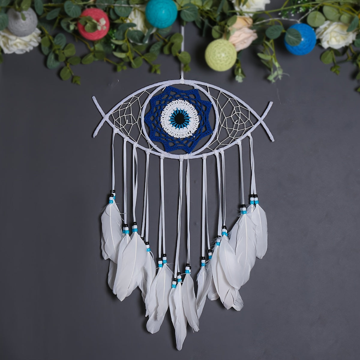 1pc Dreamcatcher Handmade Devil Eye Dreamcatcher Feather Wall Hanging Art Wall Decor Home Decor Apartment Dorm Bedroom Living Room Decor Good Luck Charm