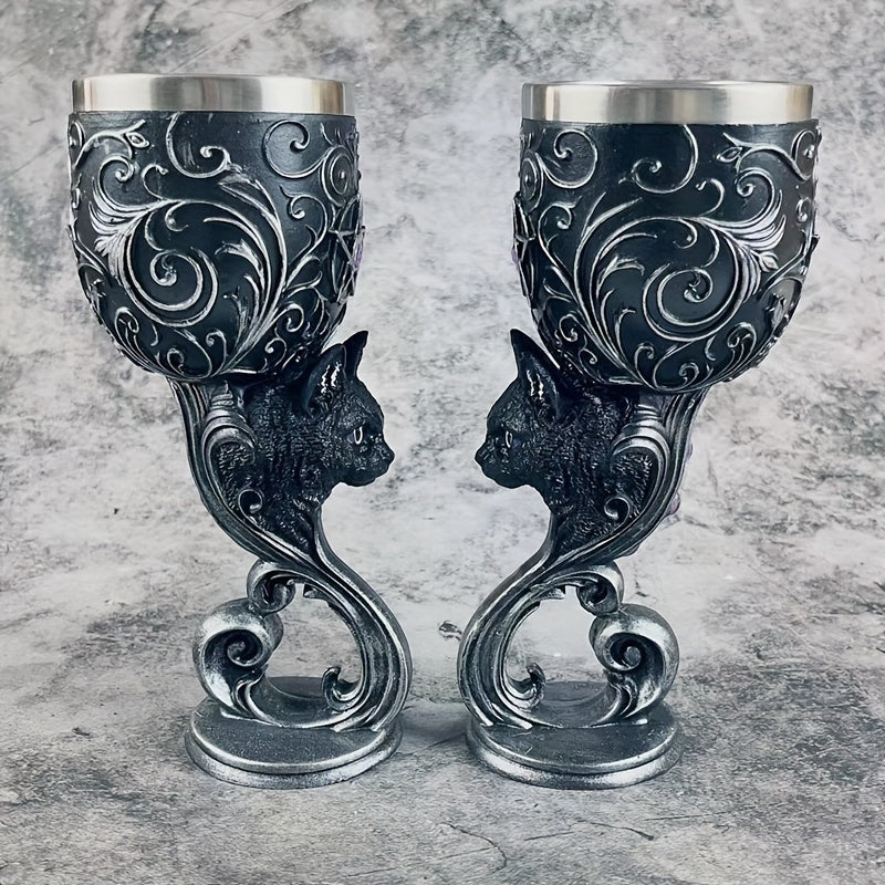 1 Pc Black Cat Goblet, Mythical Retro European Style Medieval Couple Red Wine Goblet