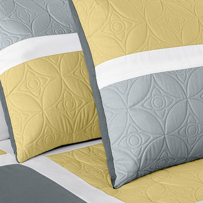 Bernard 7-Piece Patchwork Quilted Medallion Bed in a Bag Comforter Set with Sheets, California King/King/Queen/Full Size