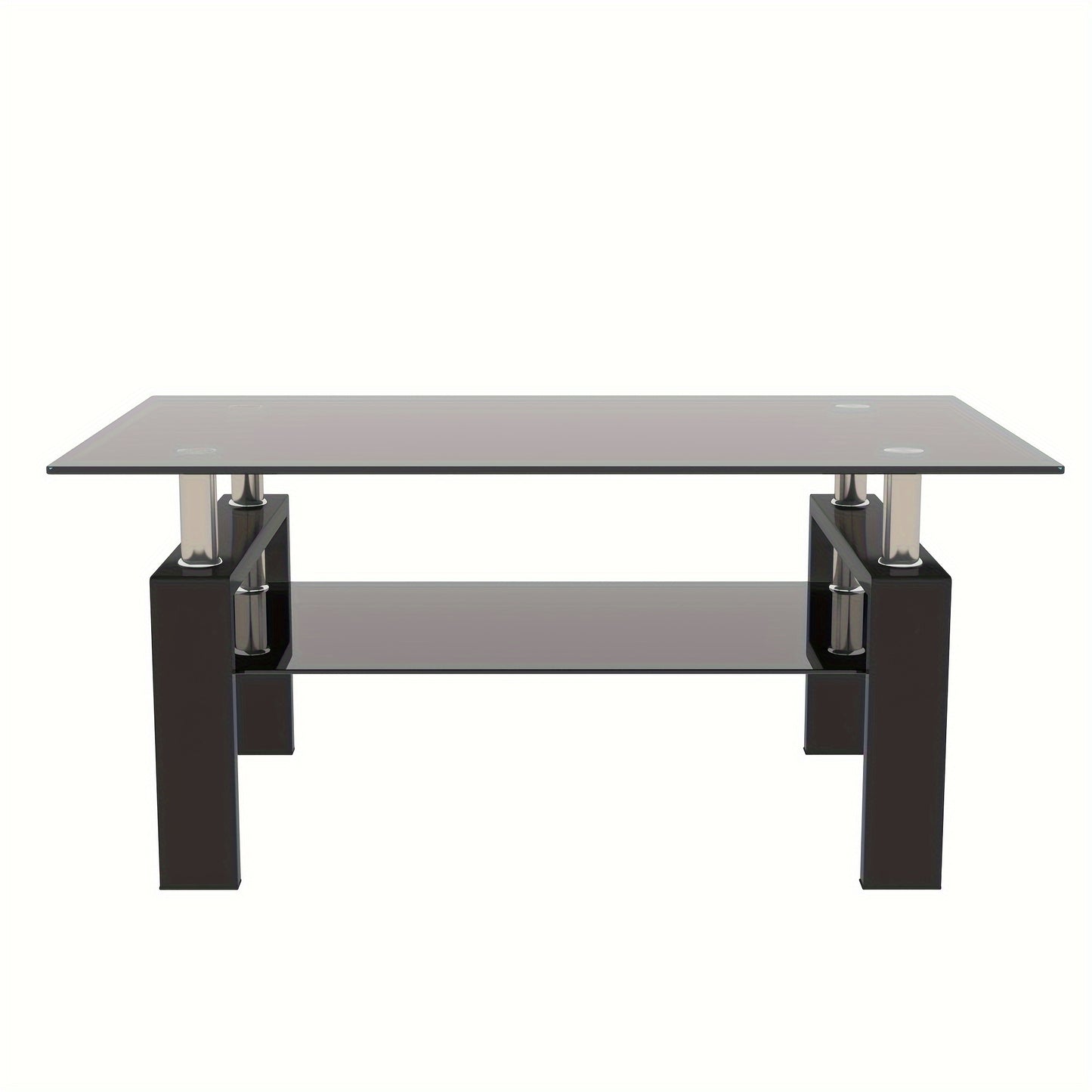 Rectangle Black Glass Coffee Table, Clear Coffee Table, Modern Side Center Tables for Living Room, Living Room Furniture