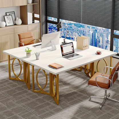 LITTLE TREE 70.9-inch Executive Table - Wood Computer Desk with Metal Frame - Spacious & Sturdy - For Home Office & Workspaces - Ideal Gift for Professionals