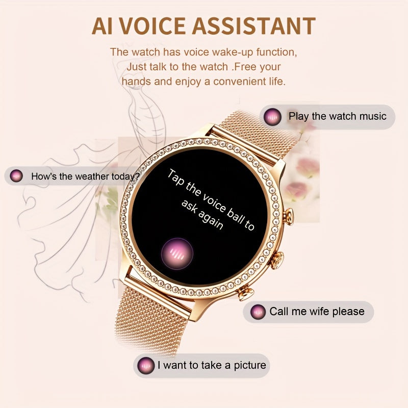 Touch Screen Smart Watches, Smart Watch for Android & iPhone Compatible,(Answer/Make Call) Smart Fitness Tracker Watch for Women/Man Smartwatch with Message Reminder/Sports/Step, Ideal for Gift (Include Bands:Gold, Pink, Wine
