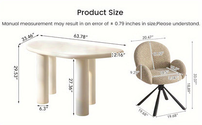 Large Office Desk, Wedge-Shaped Computer Office Desk, Modern Executive Desk, Creamy White Writing Study Desk For Study Room, Home Office, Easy Assembly, Guyii
