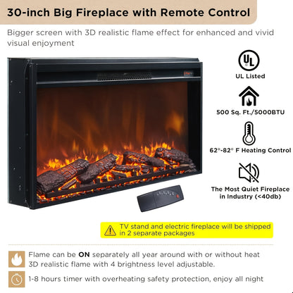 [Luxury Living] Luxury 70" Fluted Fireplace TV Stand, Modern Chic Entertainment Center for TVs Up to 80", White with Golden Accents, Faux Marble Top, Curved Design, Media Console for Living Room, Media Storage Unit | Sophisti