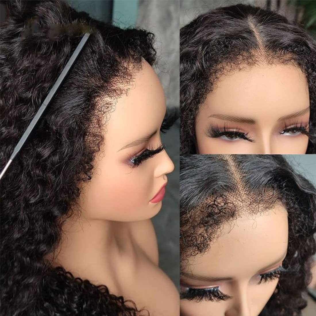 12A Kinky Edges Hairline Curly Hair 13X4 Lace Front Human Hair Wigs Virgin Hair Glueless Wig Pre Plucked with Curly Baby Hair 180% Density 18Inch