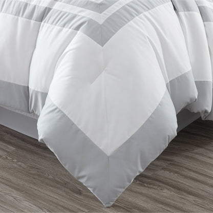 Caprice 7-Piece Modern Hotel Style Square Pattern Comforter Set with Decorative Pillows, Cal King/King/Queen/Full Size