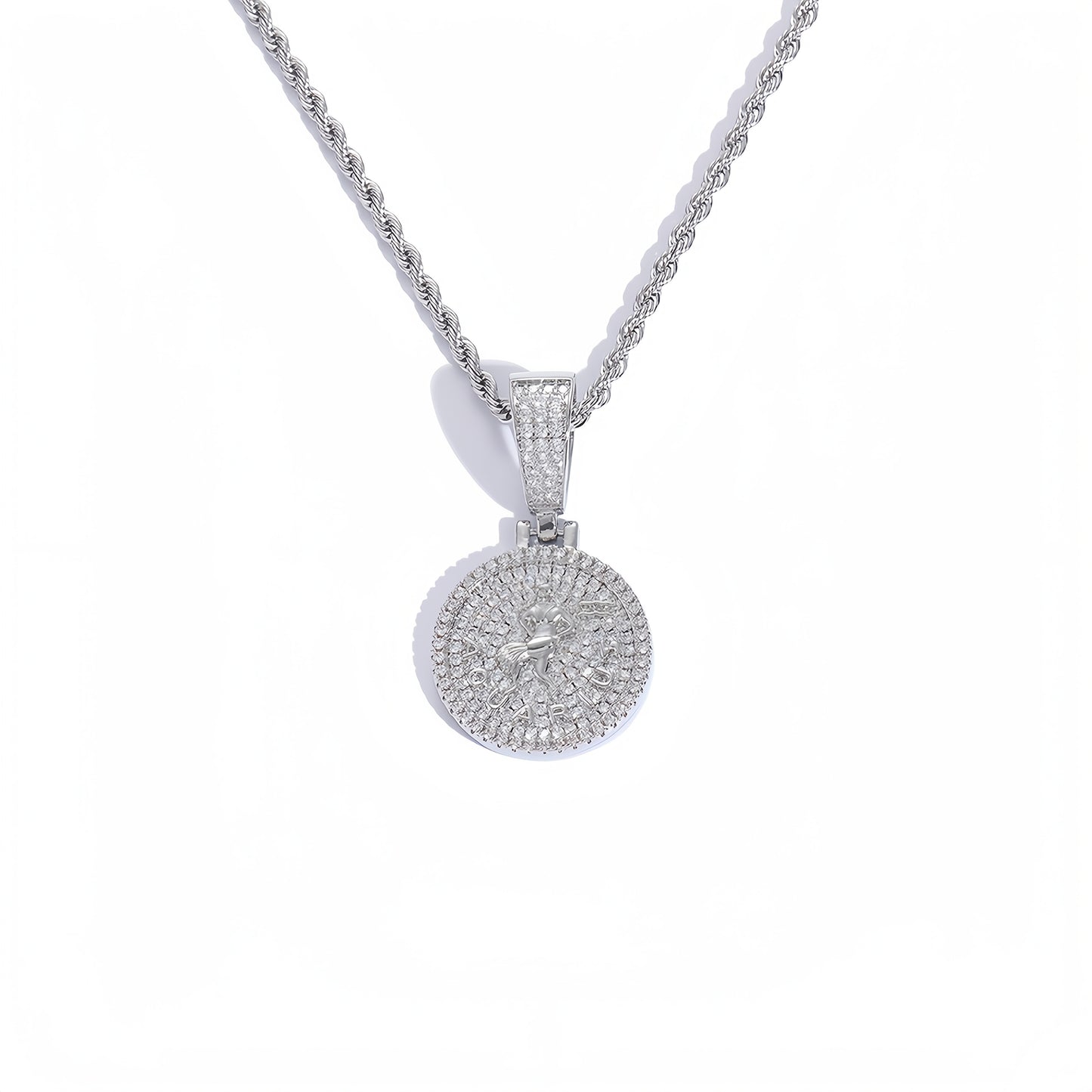 12 Zodiac Coins Necklace - 14K Gold Plated Golden Plated Hip-Hop Astrology Pendant with Synthetic Synthetic Zirconia Stones, 24in 304 Stainless Steel Chain, Unisex Jewelry Gift for Women & Men (Birthdays, Mother’s Day, Fath