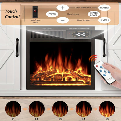 Fireplace TV Stand For 50 Inch TV, Modern Entertainment Center With 20" Electric Fireplace, TV Console With Open Shelves For Living Room And Bedroom, Walnut.